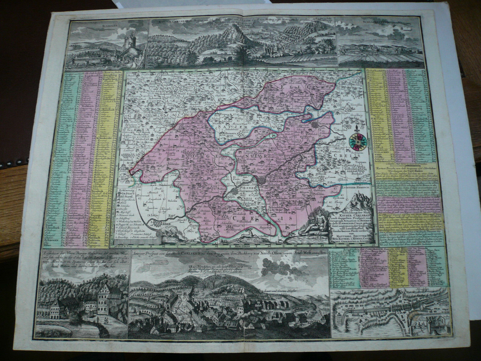 Accurate abbildung der Statt Kayser Carlsbad, anno 1740, map, Seutter Copperengr