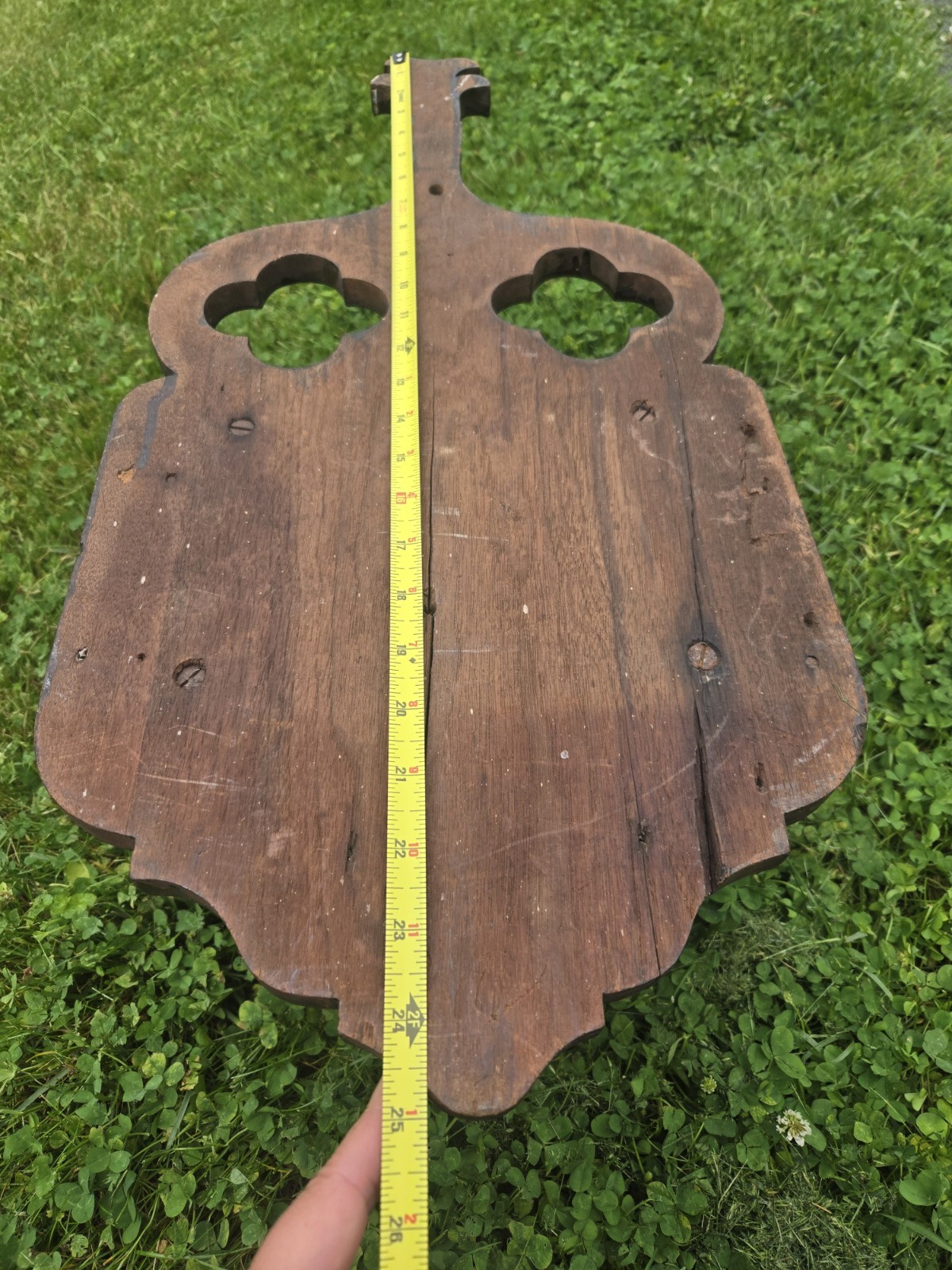 Antique Victorian Gothic Revival Oak Church Wall Element Holy Water Holder Rack
