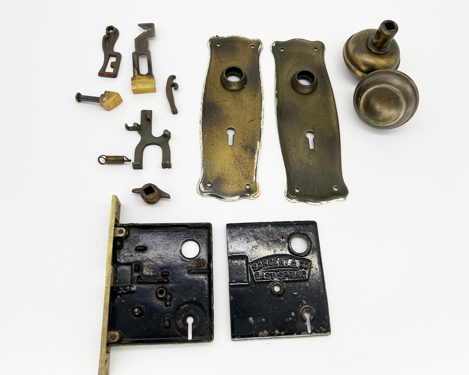 Antique VTG. Sargent 5334 Mortise Lock Set w/ Door Knobs Plates Home Built 1900s