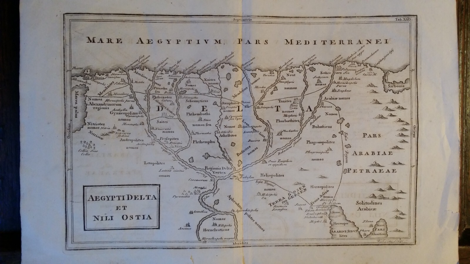 1796 ANTIQUE MAP EGYPT NILE AEGYPTI DELTA ET NILI OSTIA – CELLARIUS / TOMS