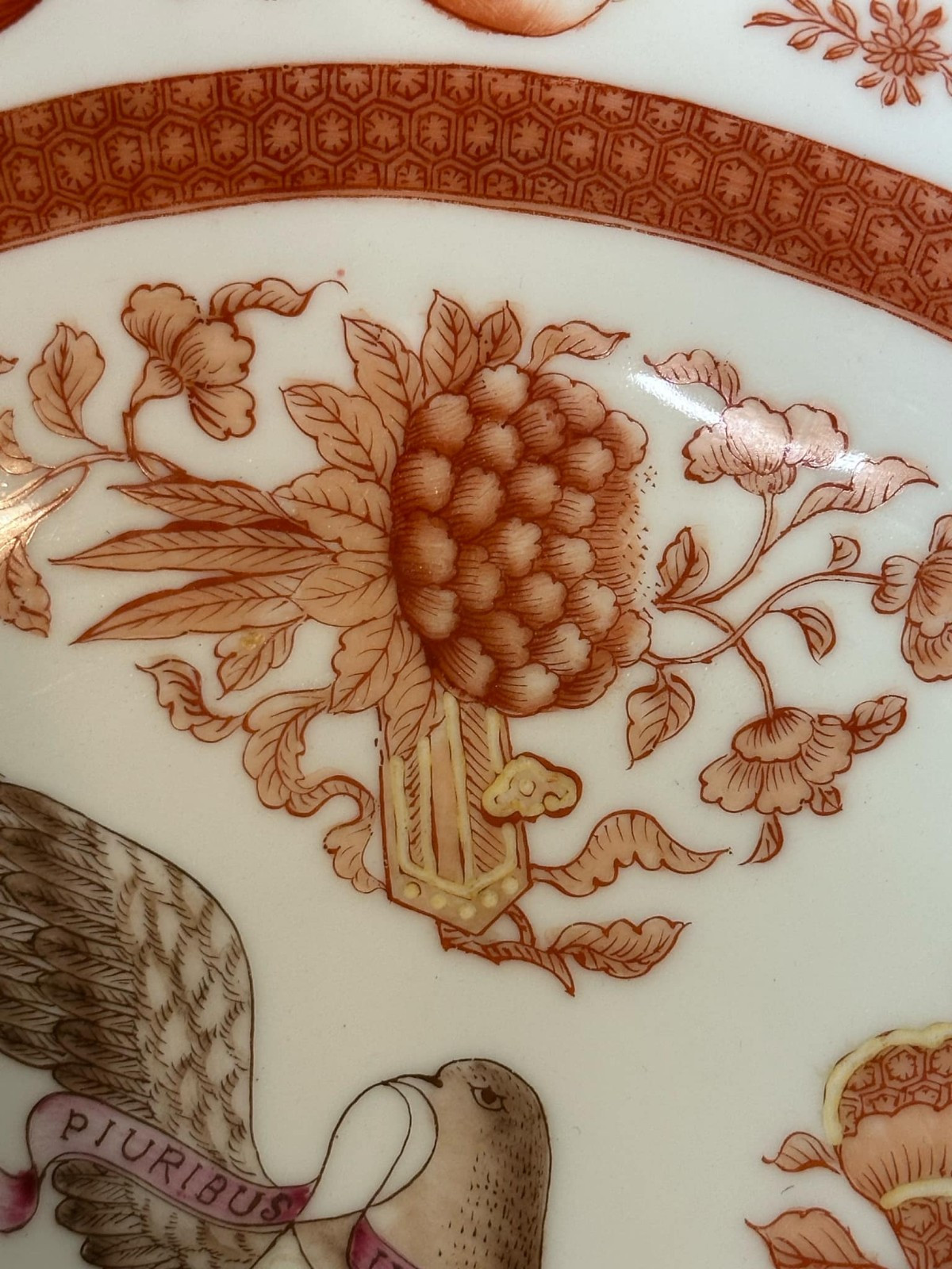 Large Orange FITZHUGH 1815 American Eagle Bowl 10×4.3″