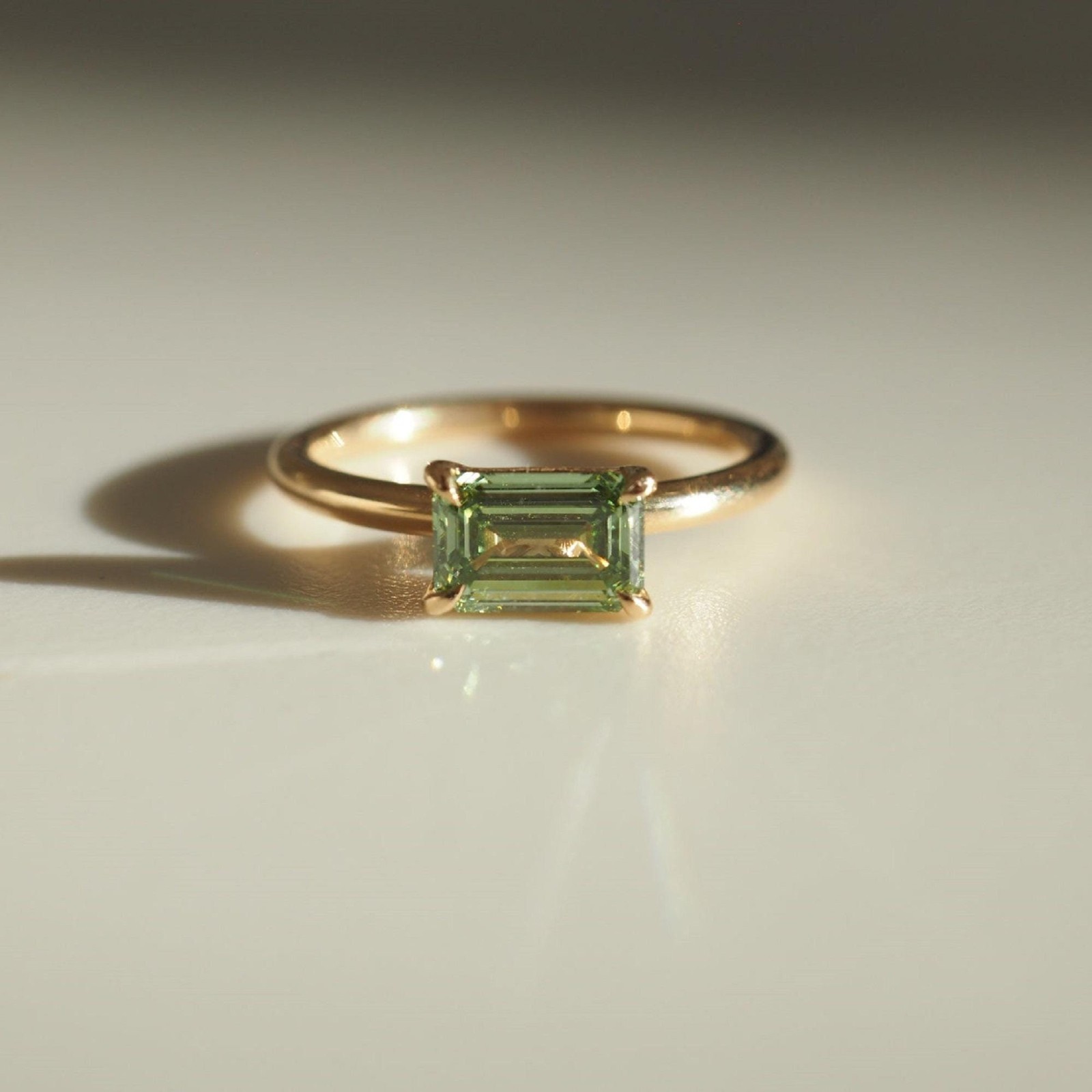1.80 Ct Emerald Cut Green Lab Created Solitaire Engagement Ring For Women
