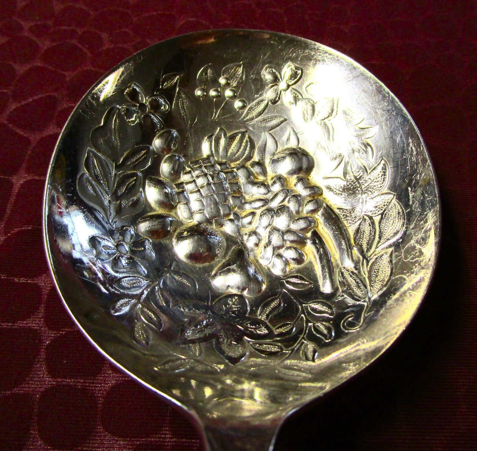 SHELL English Silverplate Serving Spoons Embossed Gilded Bowls No Monograms JU