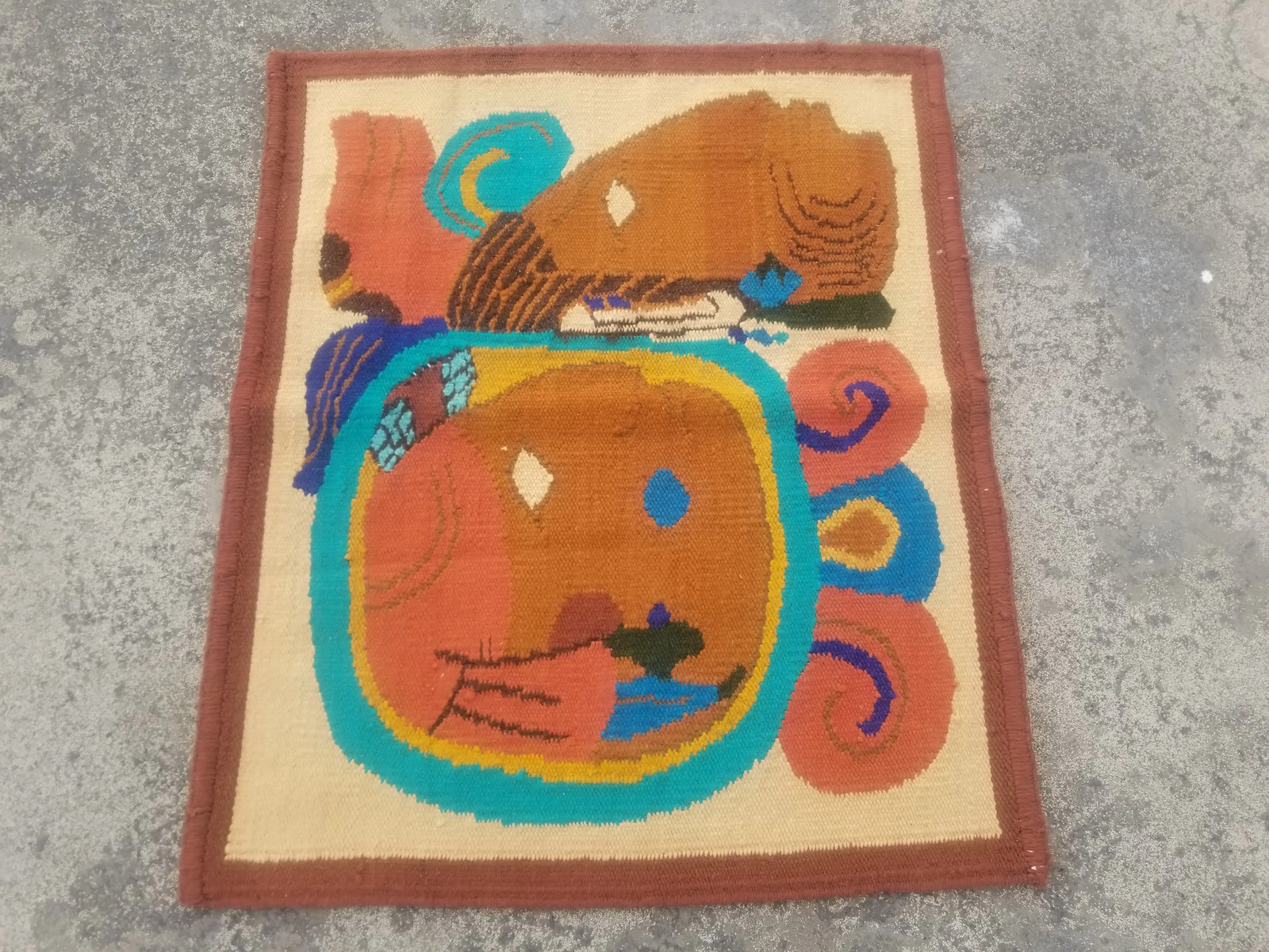 Vintage Traditional Handmade Folk Art Wool Multicolor Kilim Tapestry 3.0×2.5 ft