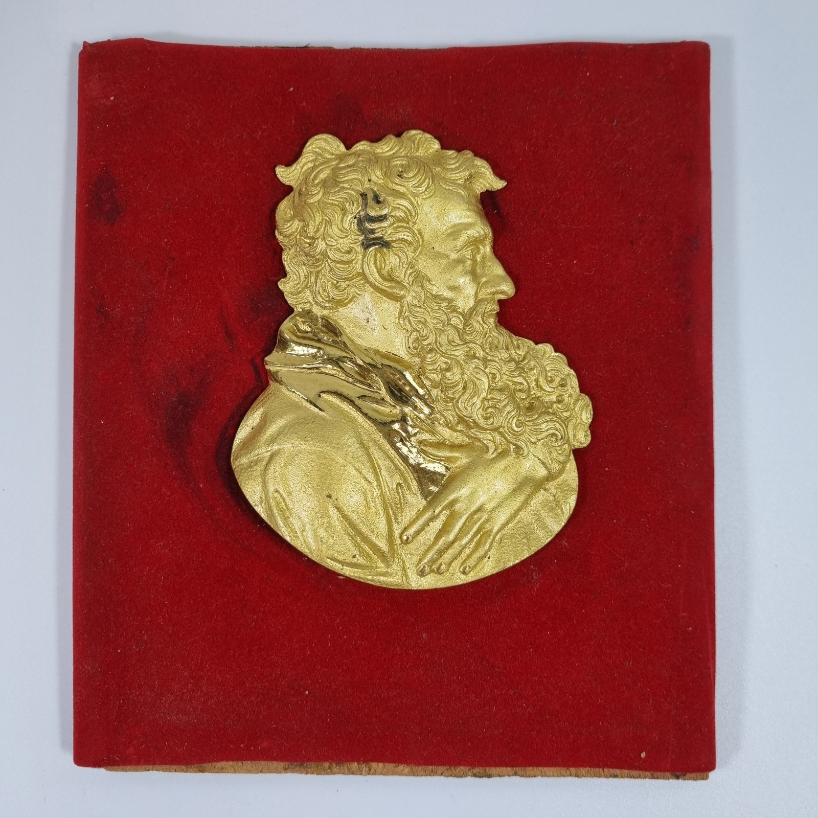 Antique Gilt Bronze Portrait Plaque Of St. Paul