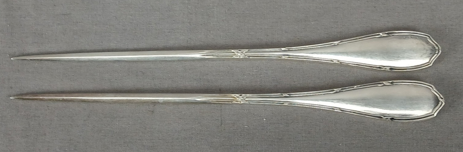 Pair of Antique German 800 Silver 8 1/4 Inch Meat Skewers