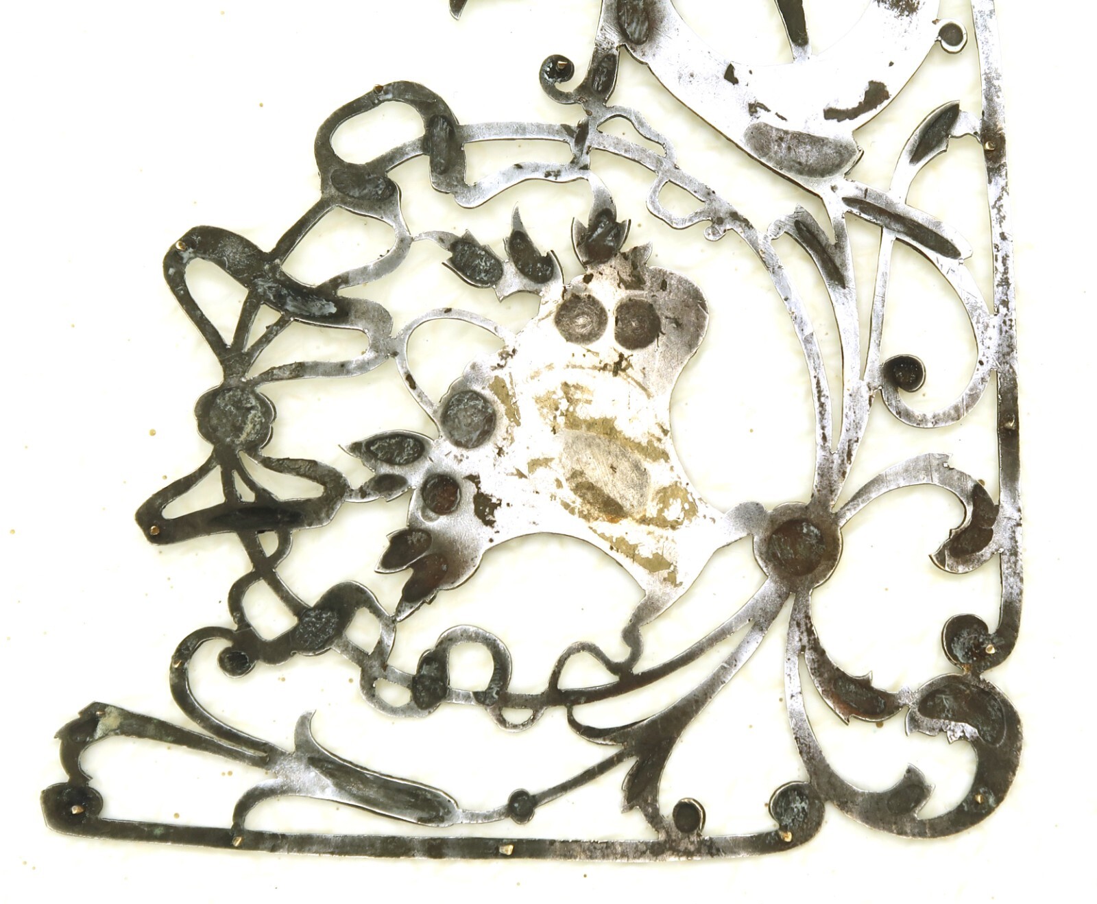 Silver Pierced, Chased & Engraved Frame / Book Applique with Floral Basket Motif