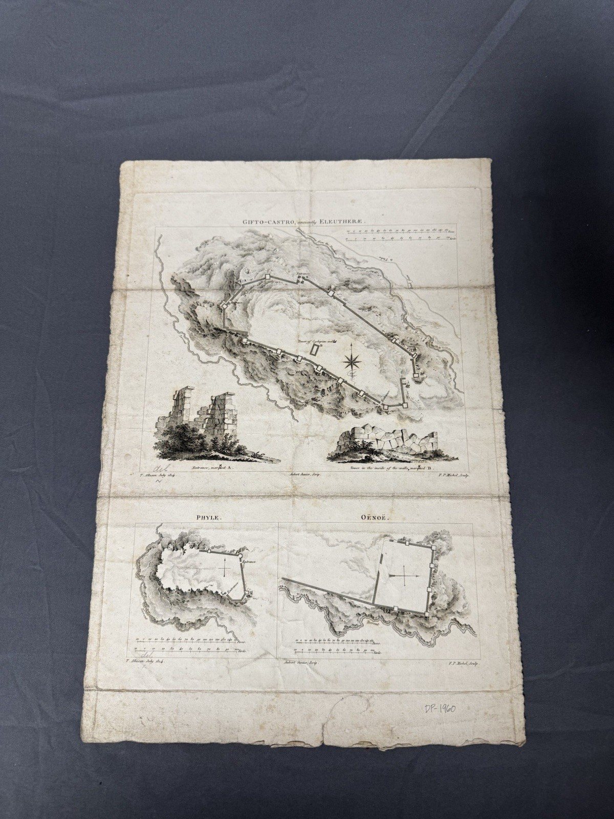 “}Antique Greece Eleutherae Site Plan Engraving 1814 Phyle Oenoe M