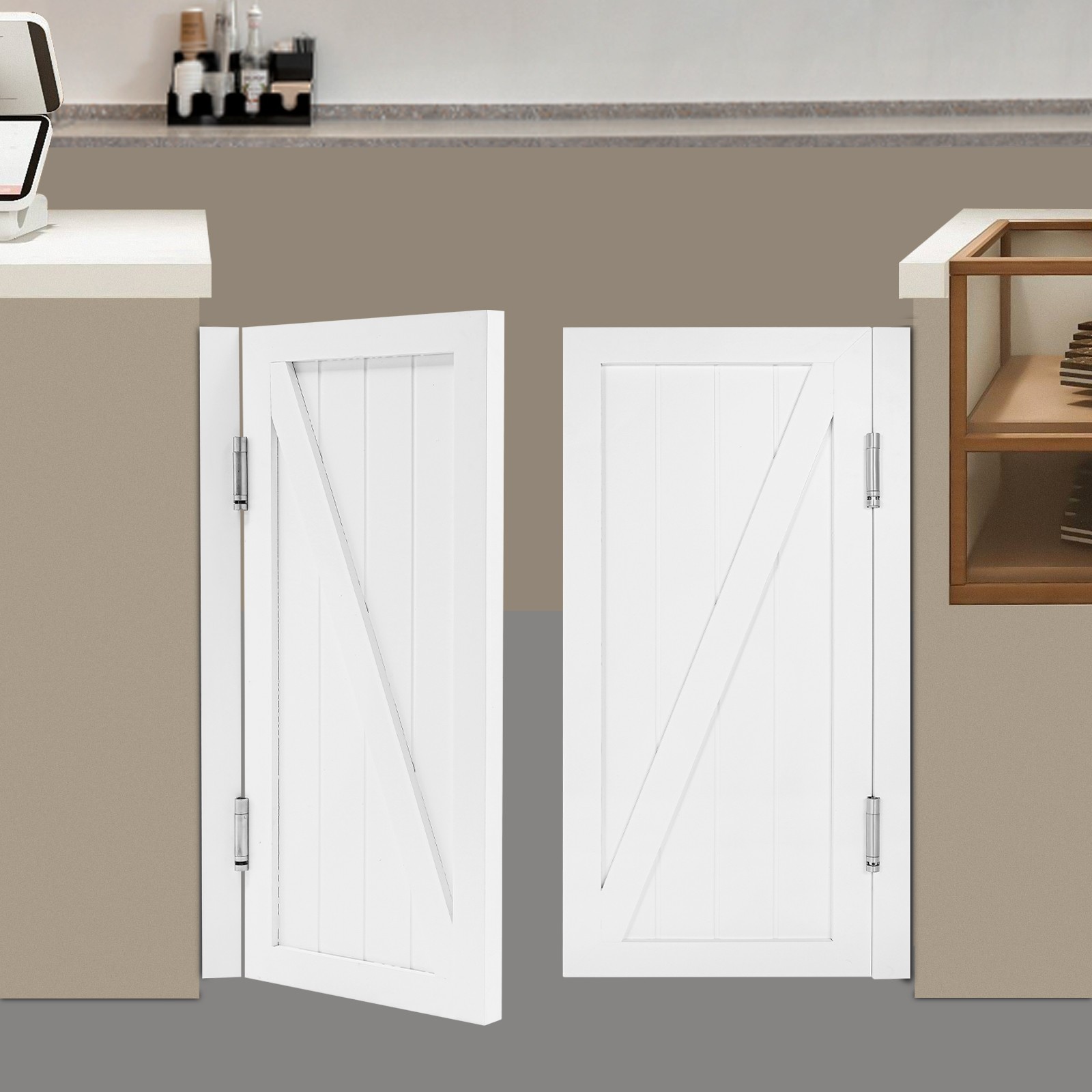 White Pine Double Partition Door 100 × 90 cm – 2-Panel Room Divider