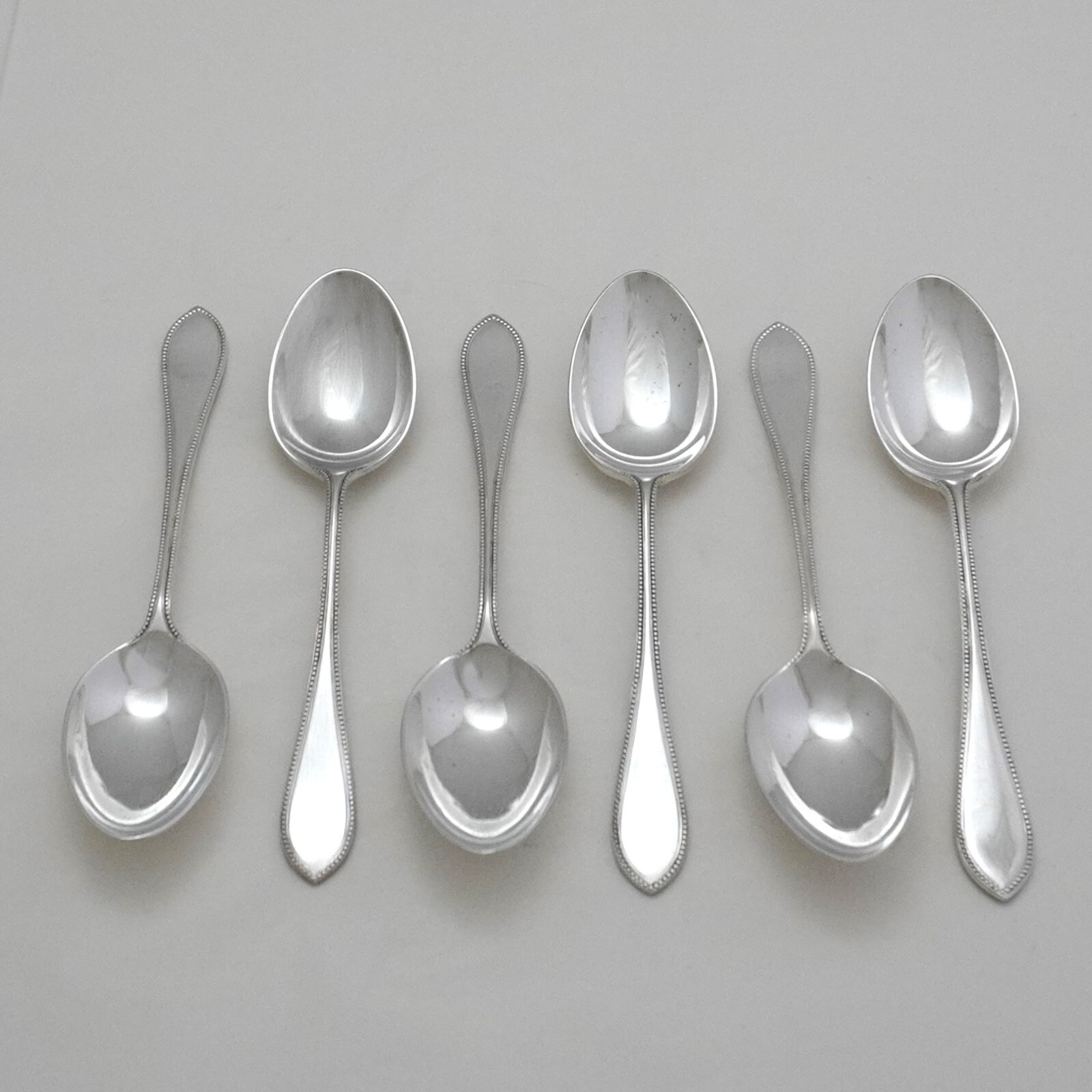 FINE BEAD Design JAMES DIXON & SONS Silver Service Cutlery Six Dessert Spoons