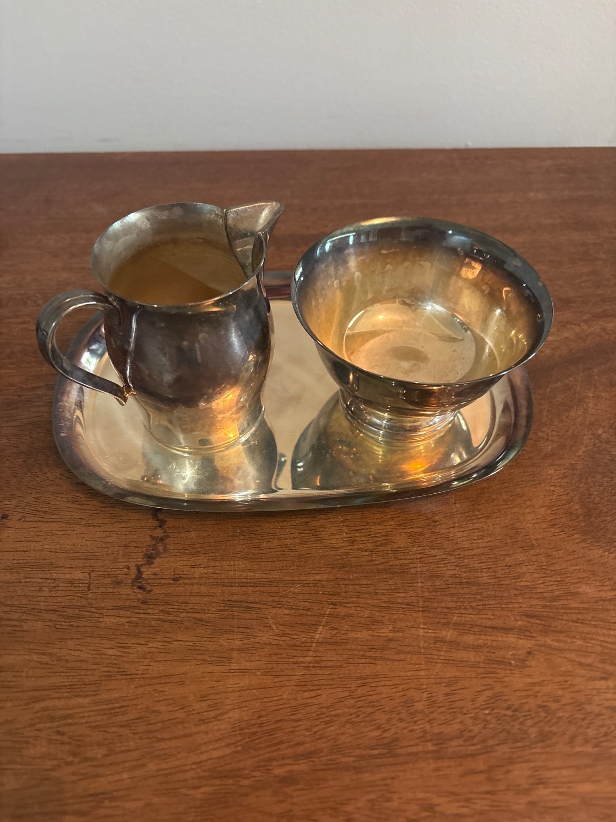 Paul Revere Reproduction – Revere Style Sugar, Creamer & Tray Set – 3 Piece