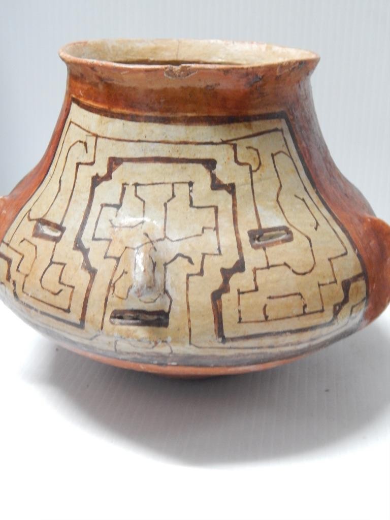LARGE FIGURAL AMAZON SHIPIBO PERU POT POTTERY – EARLY EXAMPLE ANITIQUE VINTAGE