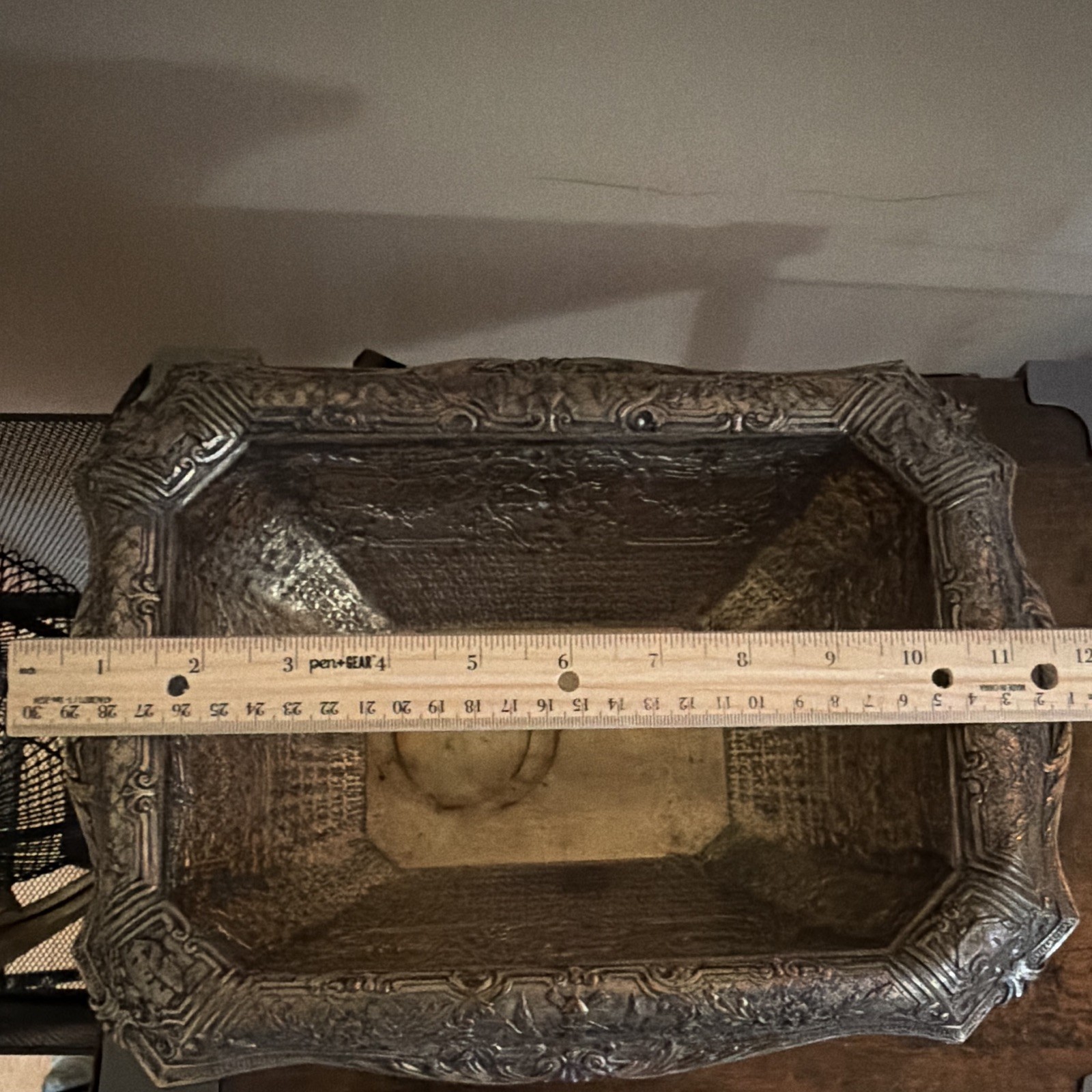 EPNS Silverplate Rococo Floral Rectangular Footed Pedestal Bowl Centerpiece