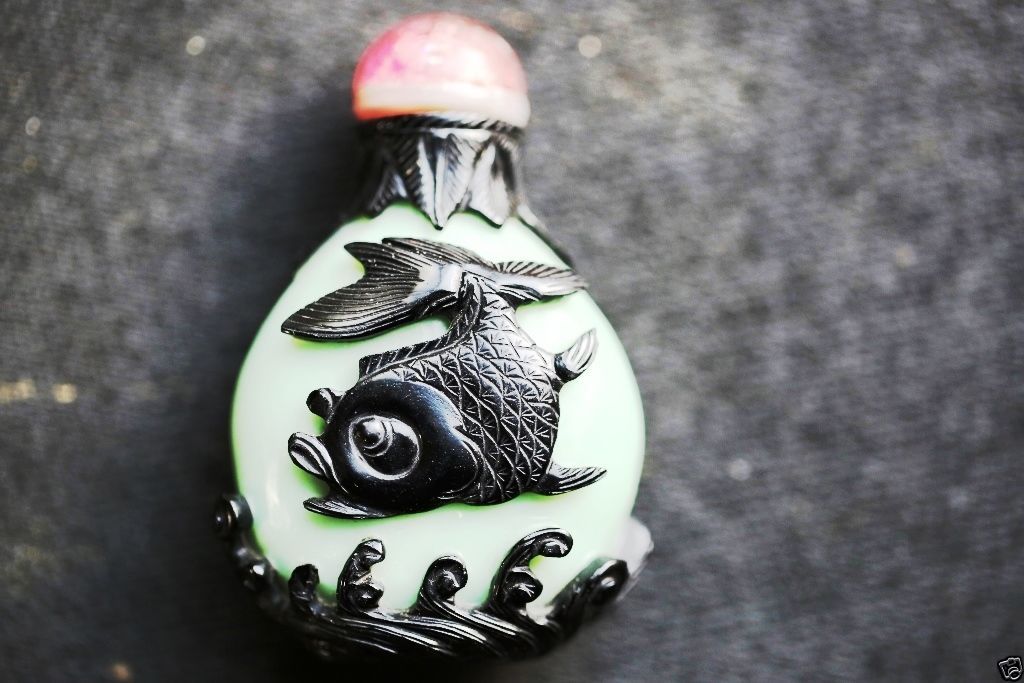 S002 Antique Estate Chinese overlay grass bottle. 19th/20th Century