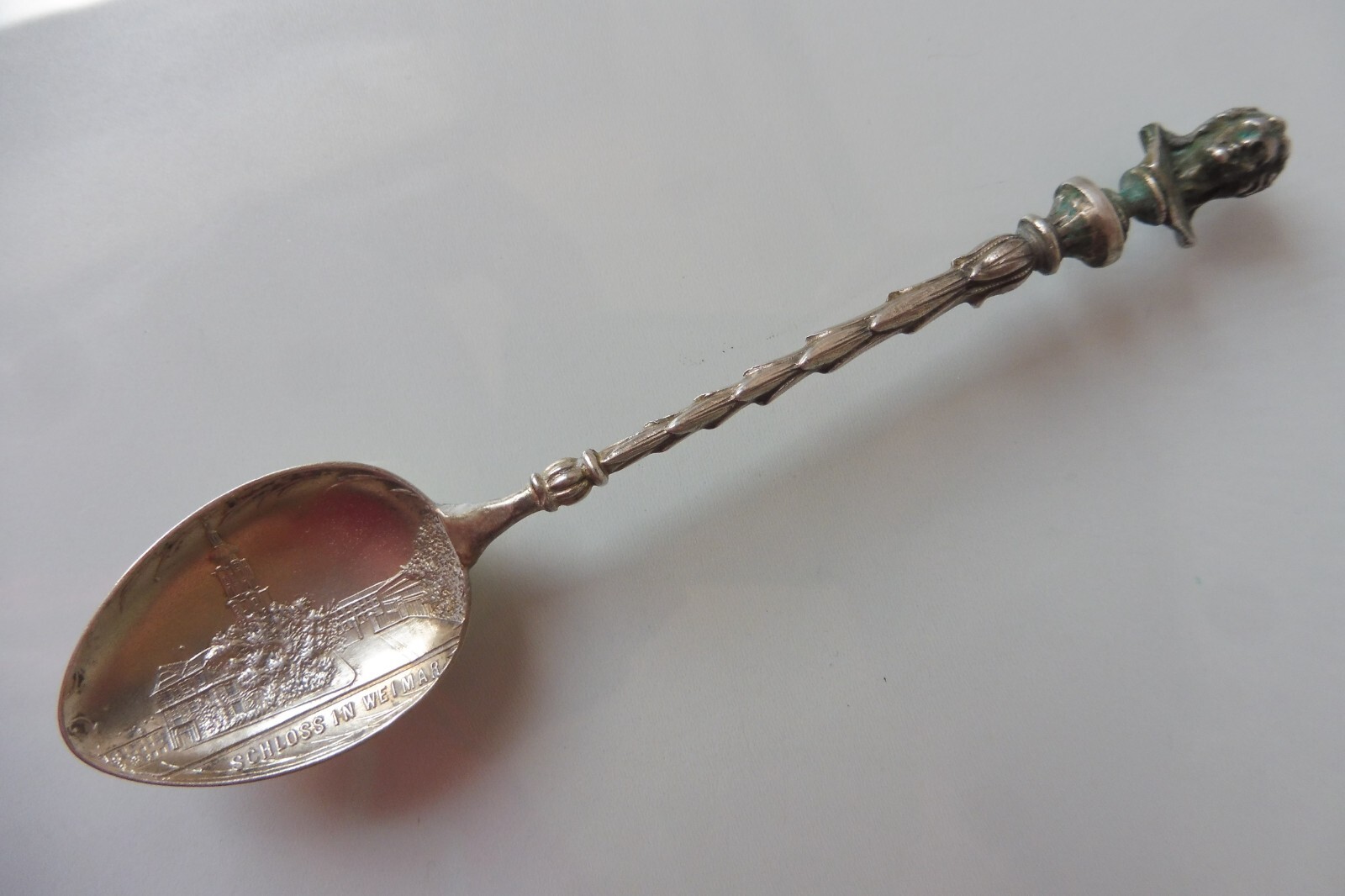 Beautiful,Antique Zier-Löffel,800 Silver,Figurative Decorated: Lock IN Weimar