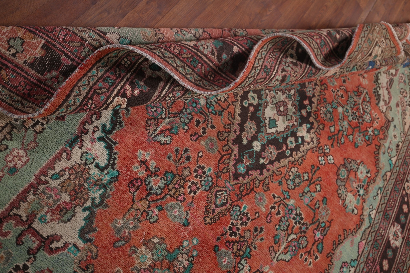 Vintage Rust Wool Hamedan Living Room Rug 7×10 Traditional Handmade Area Carpet