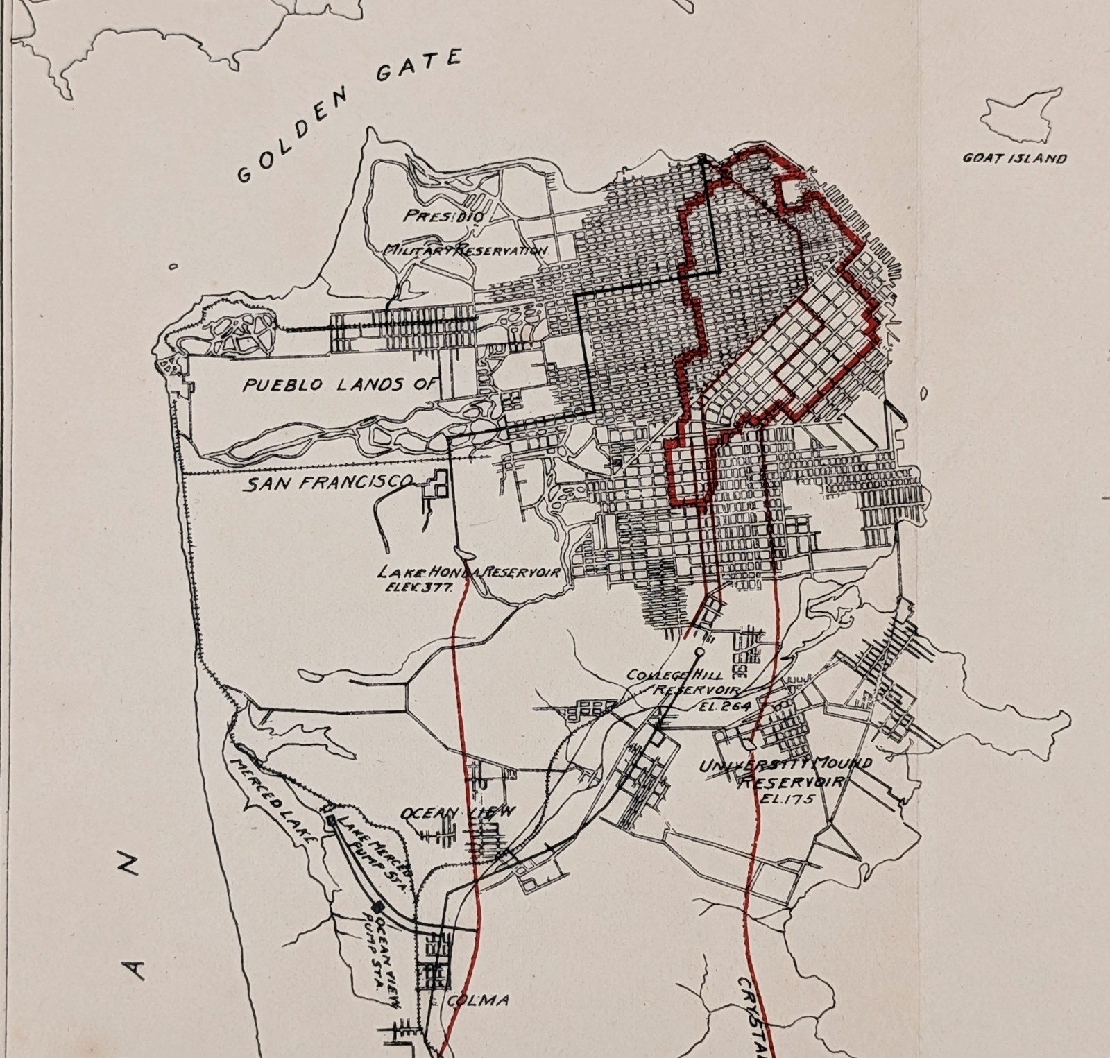 1907 SAN FRANCISCO Map ORIGINAL – BURNED DISTRICT Earthquake Disaster