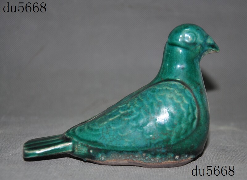 China Feng Shui green glaze Old porcelain pigeon dove bird of peace bird statue
