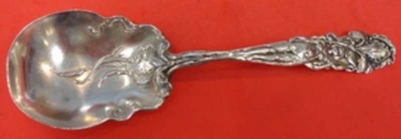 Raphael by Alvin Sterling Silver Berry Spoon w/ Iris 9 1/4″
