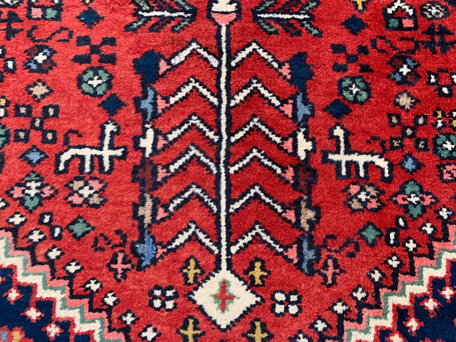 Authentic Hand Knotted Qashqai Shrz Wool Area Rug 4.11 x 3.3 Ft