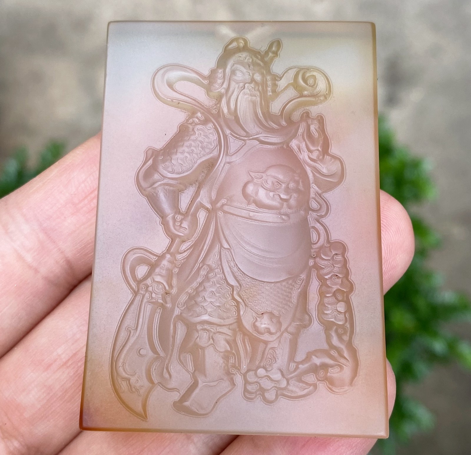 Certified 100% Natural Agate Handmade Carved GuanGong Pendant ~ Necklaces