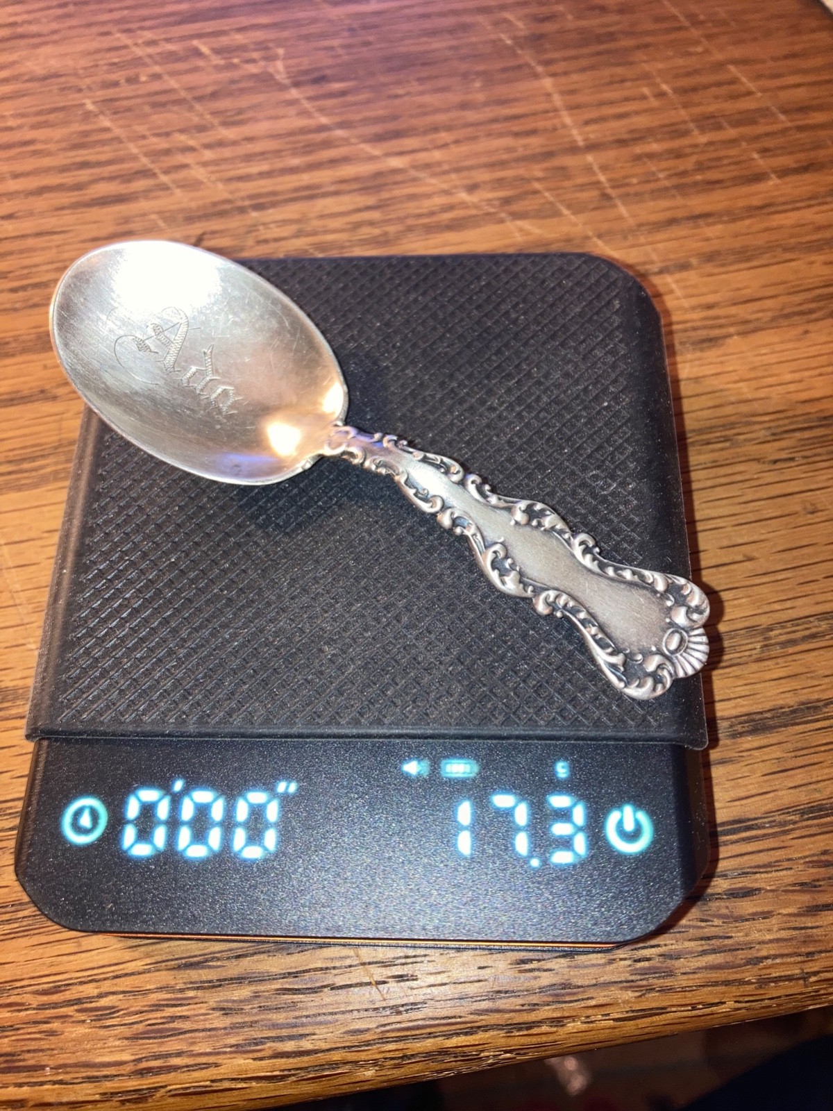 Antique Sterling Silver Stamped Ornate Victorian Baby Spoon MONO “ADA” 17.3g
