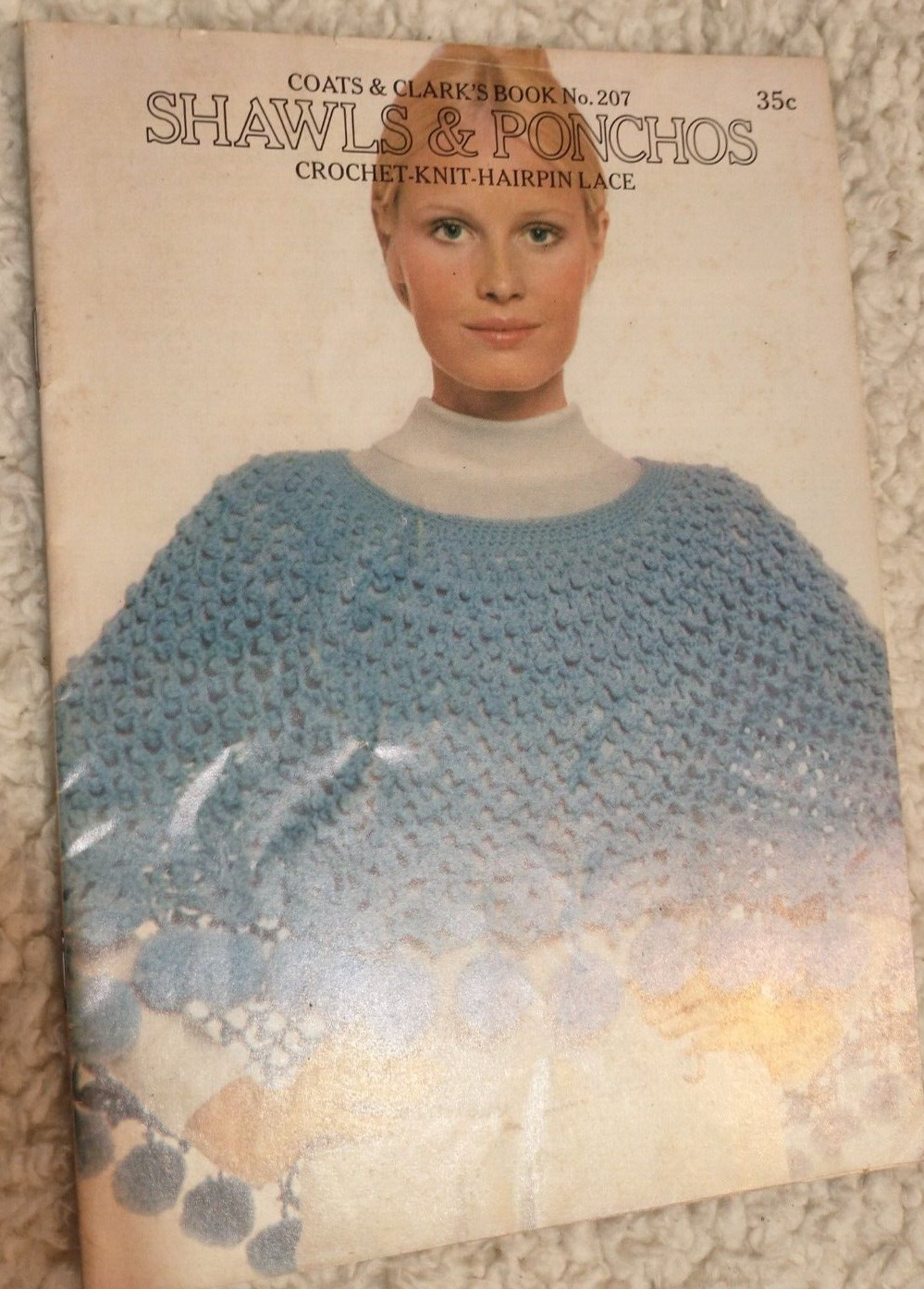 Vintage COATS & CLARK’S Shawls & Ponchos Book #207 Crochet knit hairpin lace A25