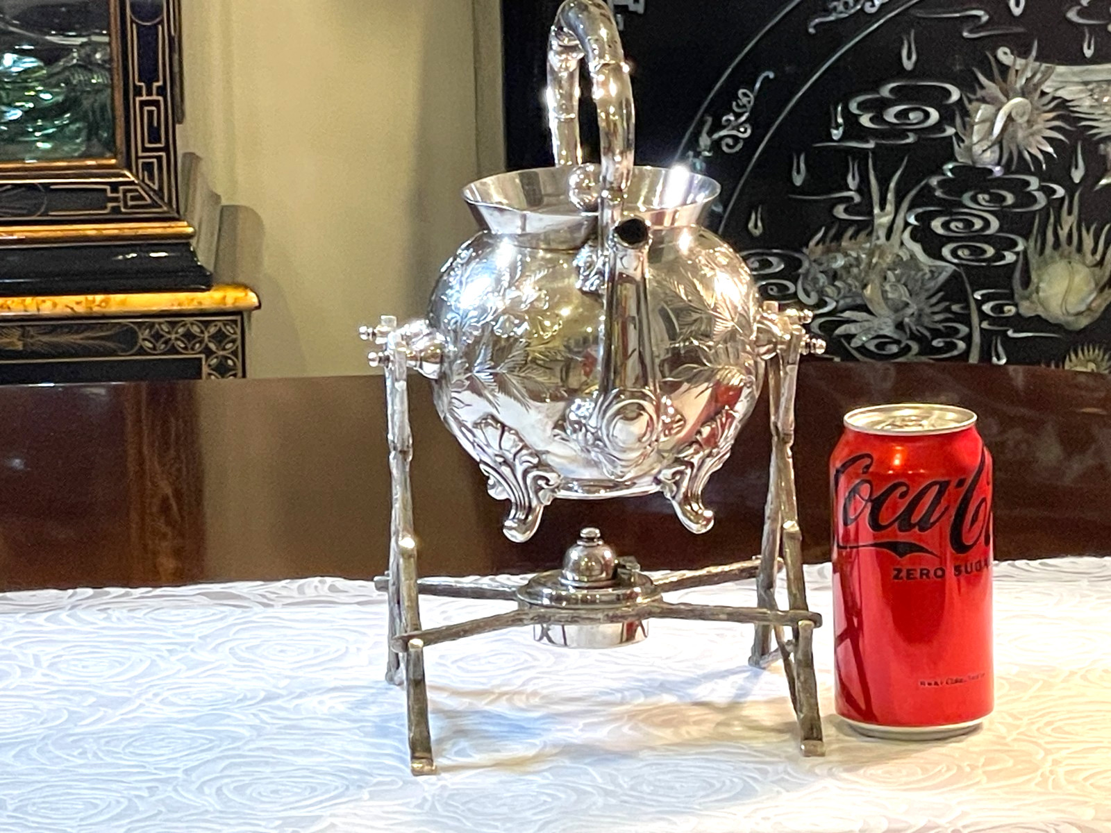 ANTIQUE EDWARDIAN WALKER HALL SILVER PLATED SPIRIT KETTLE ON STAND BURNER 1910′