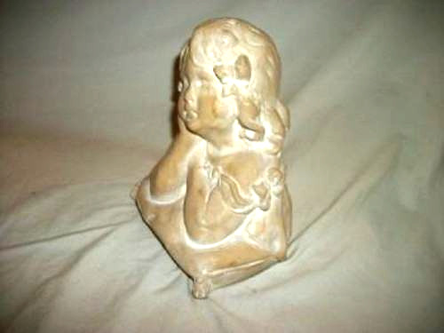 HOLLYWOOD REGENCY PLASTER BUST YOUNG GIRL 1960s ORIGINAL WHITEWASH CHALKWARE MCM