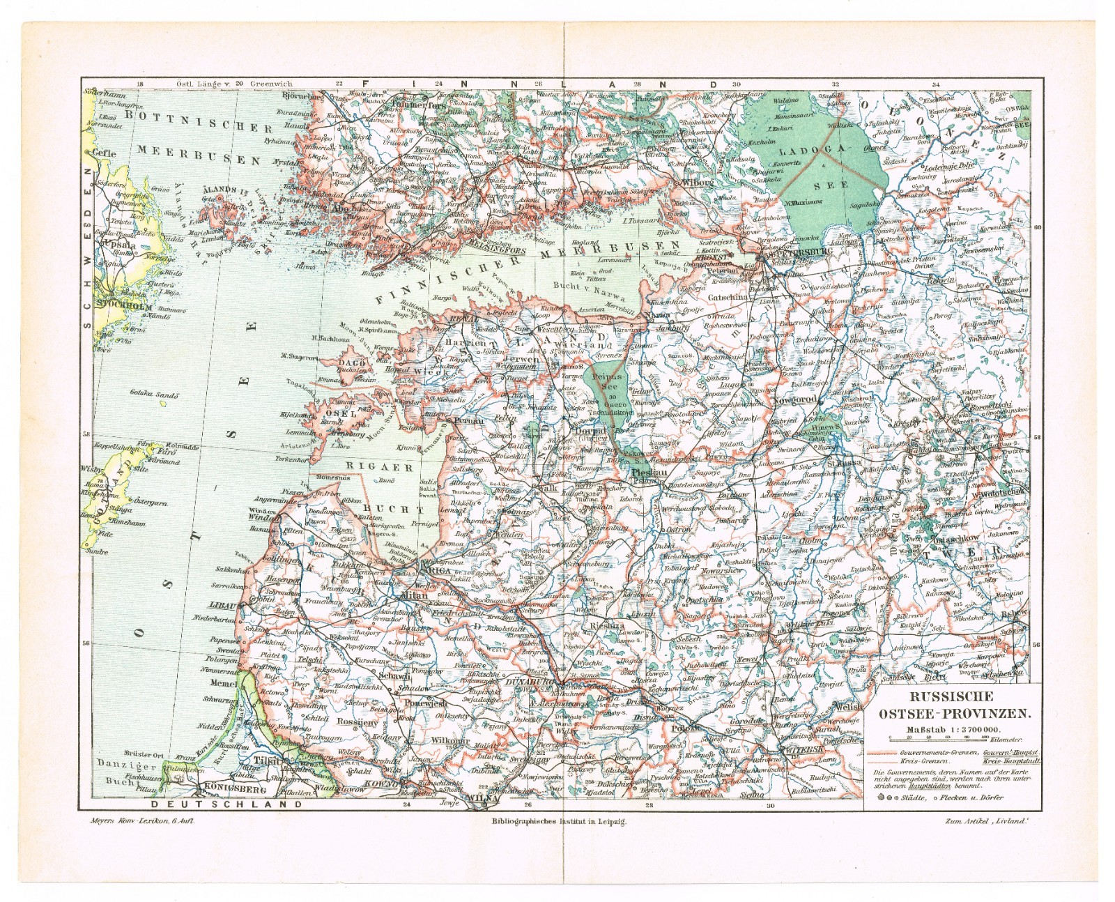 LITHUANIA LATVIA ESTONIA Original Antigue Map 1908 Livonia RIGA VILNIUS TALLINN