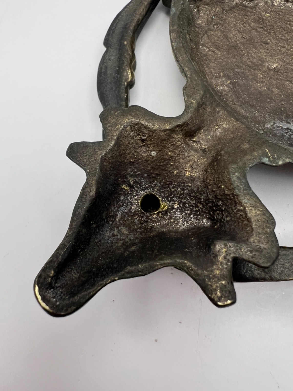 Antique Solid Brass Door Knocker Rams Head Floral Ornate Knocker Ring