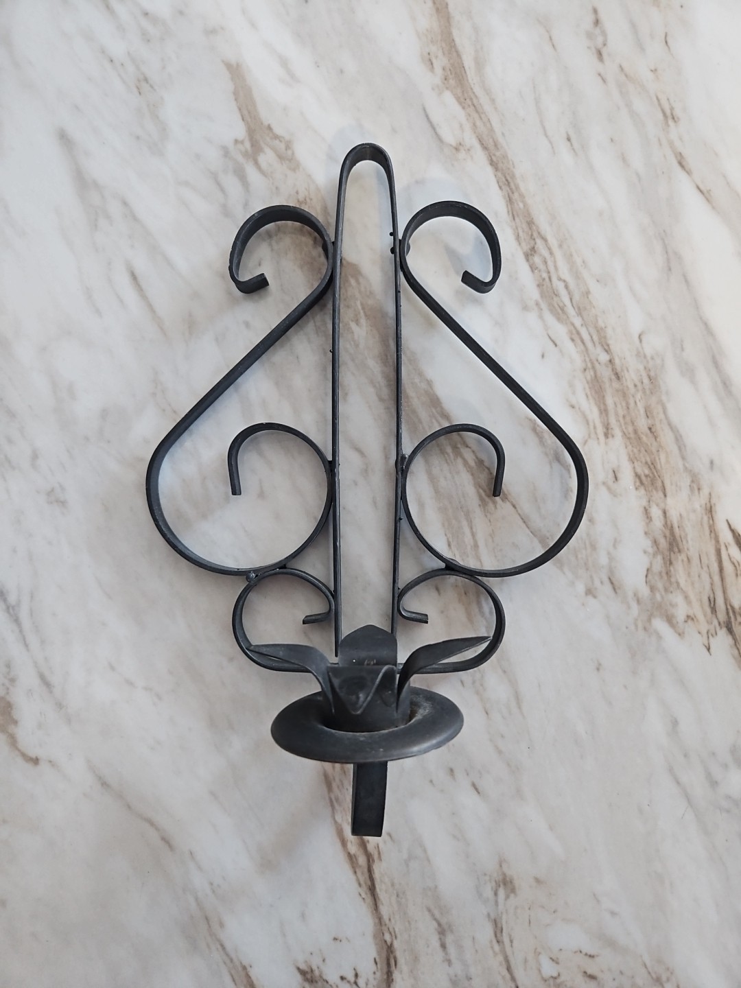 Wrought Iron Scroll Spanish Revival Wall Sconces Candleholder Gothic Black Metal