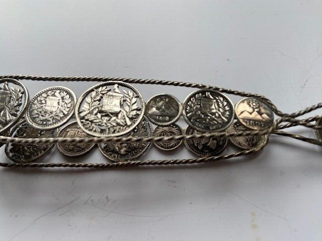 15 SILVER Guatemala 19th Century COINS SUGAR NIPS RARE GUATEMALON TONGS Filigree