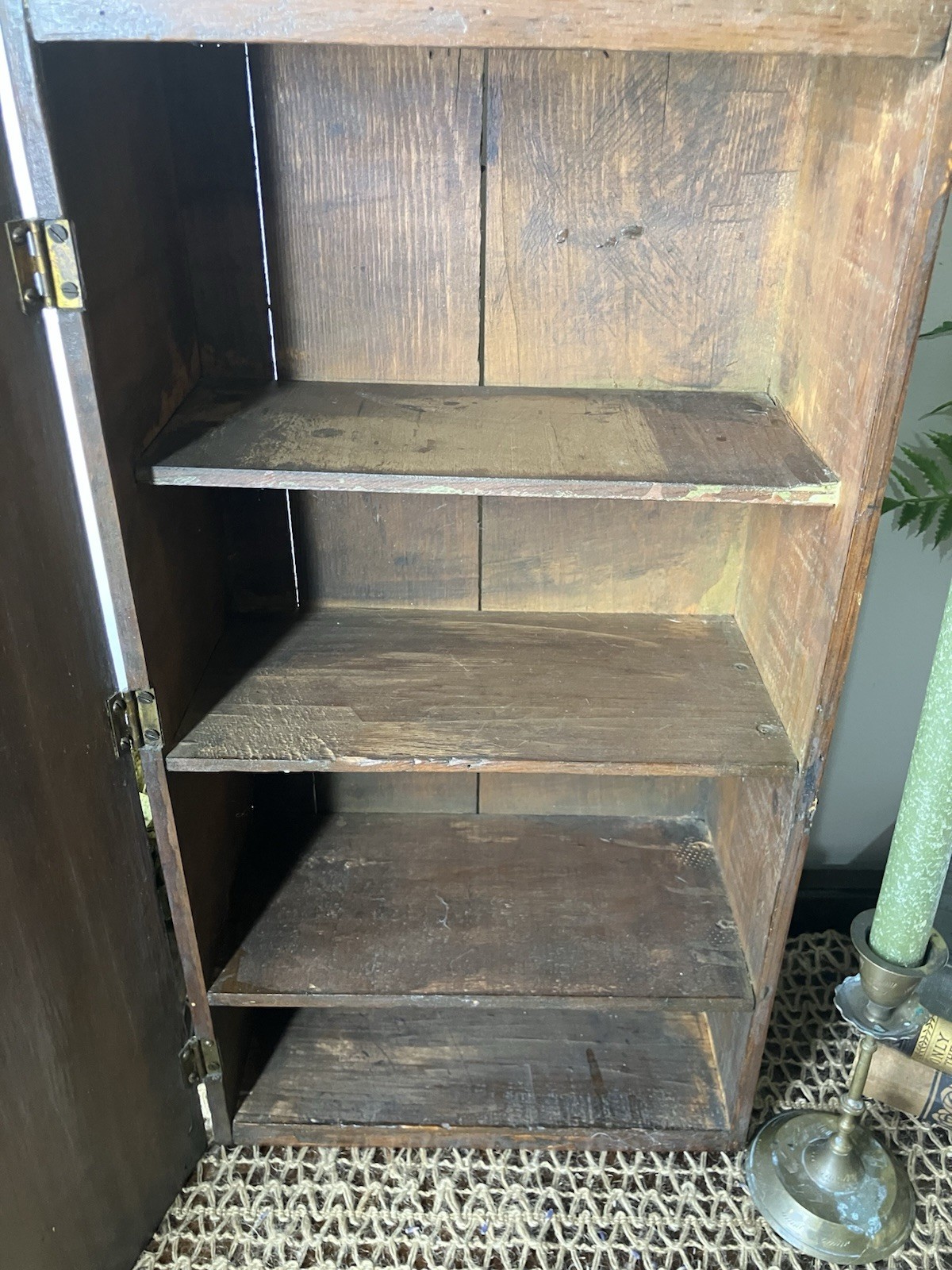 Antique Primitive Wooden Wall Cabinet Spice Storage Apothecary Style Cottage