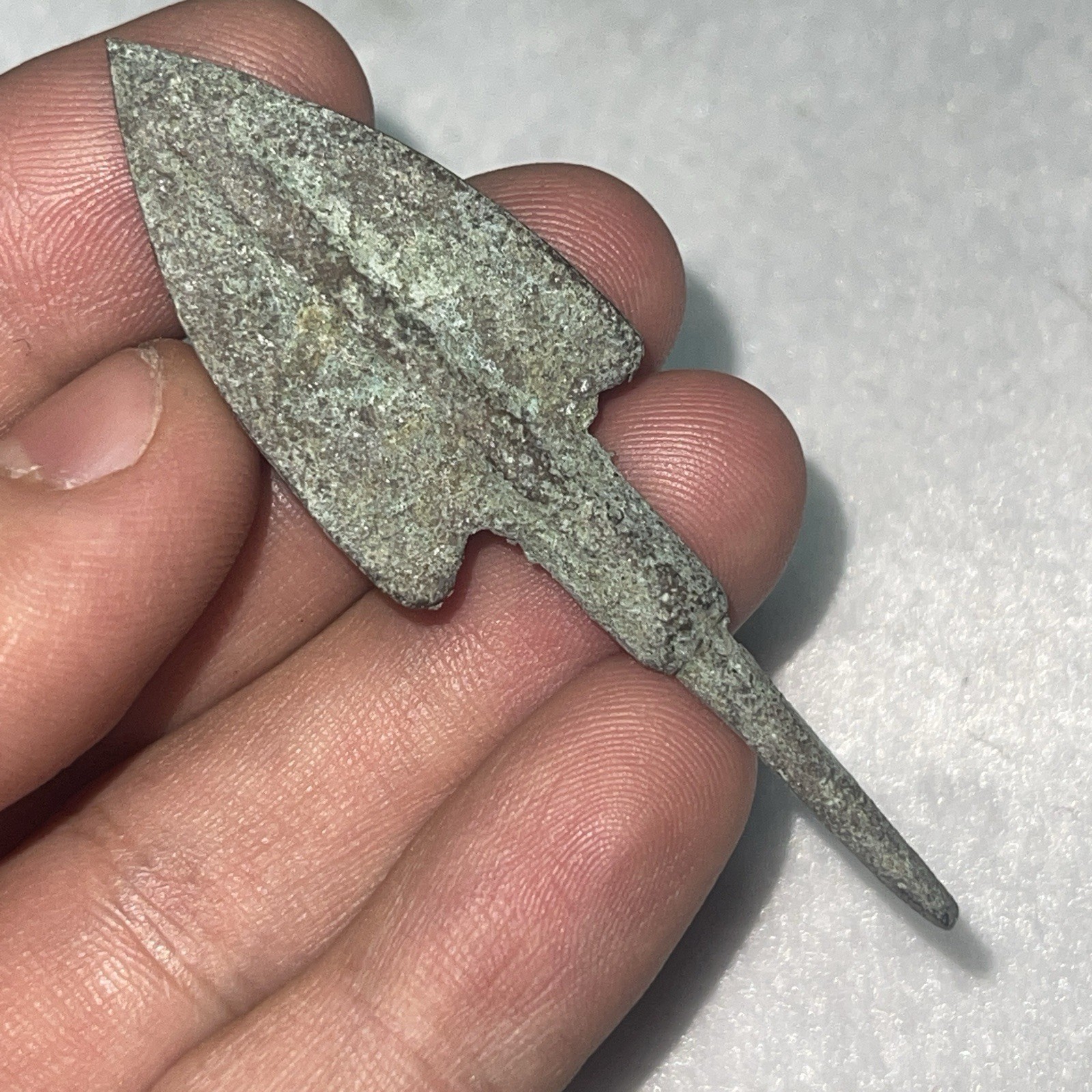 Rare ancient Roman bronze long shot war arrow head With Remarkable Patina