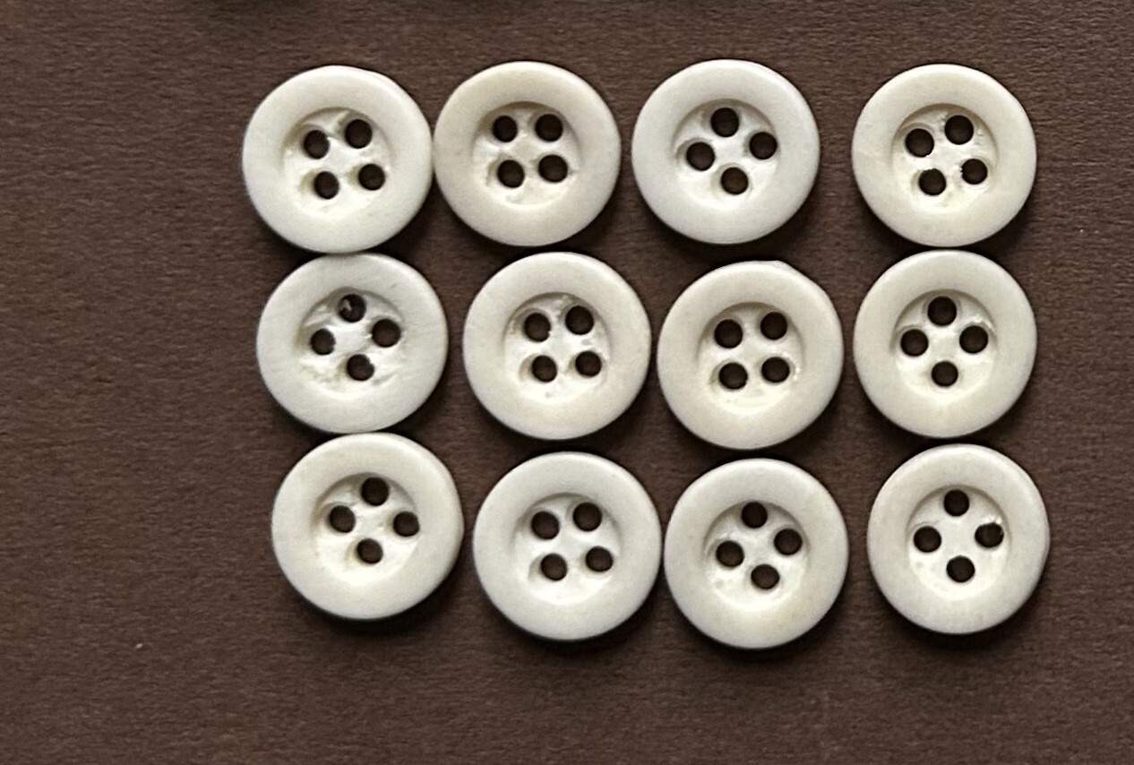 6 Sets of Exceptional Antique Bone Buttons (72 Total); Civil War to Early 1900s