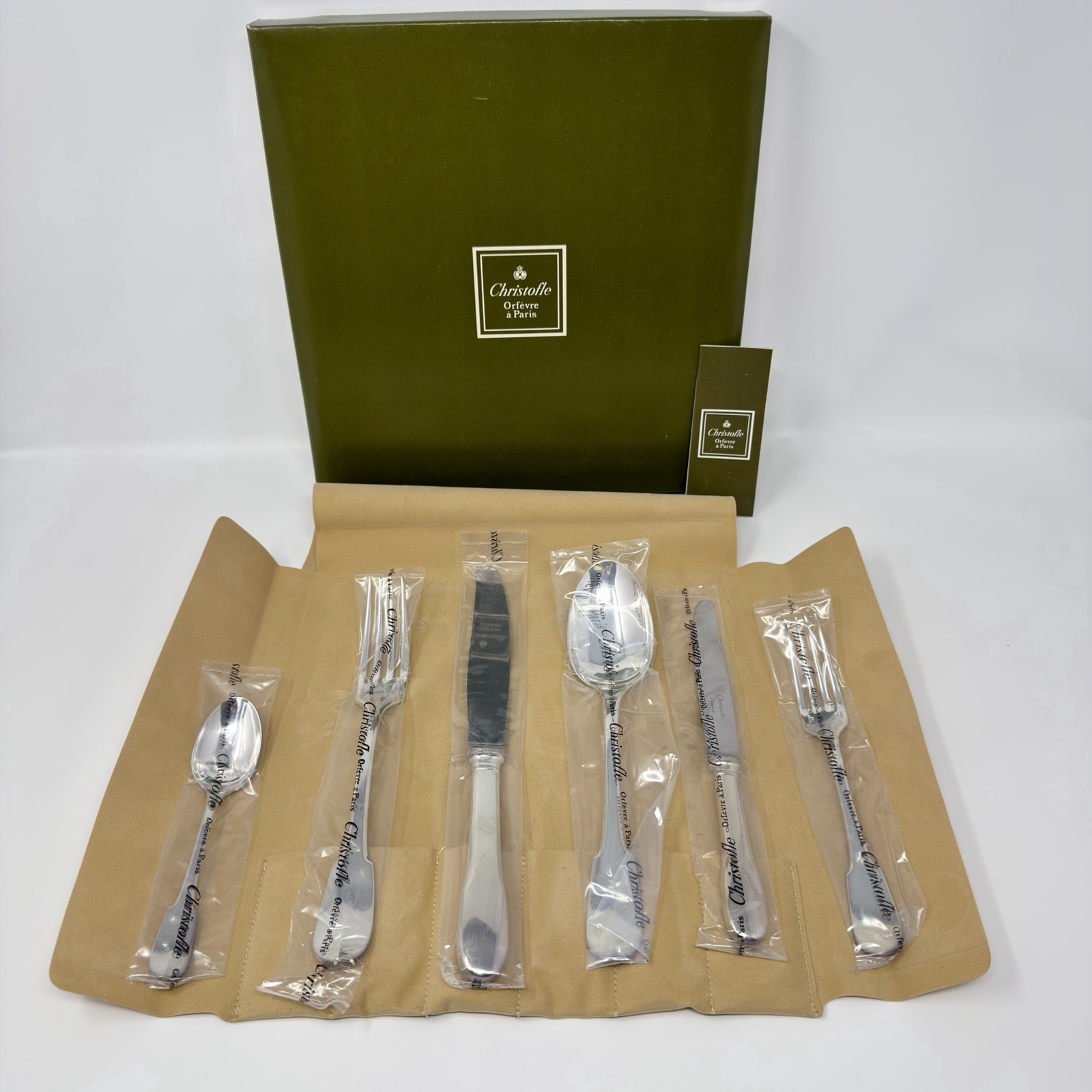 Christofle Cluny Silverplated Flatware 6-pc Set France w/ Original Box