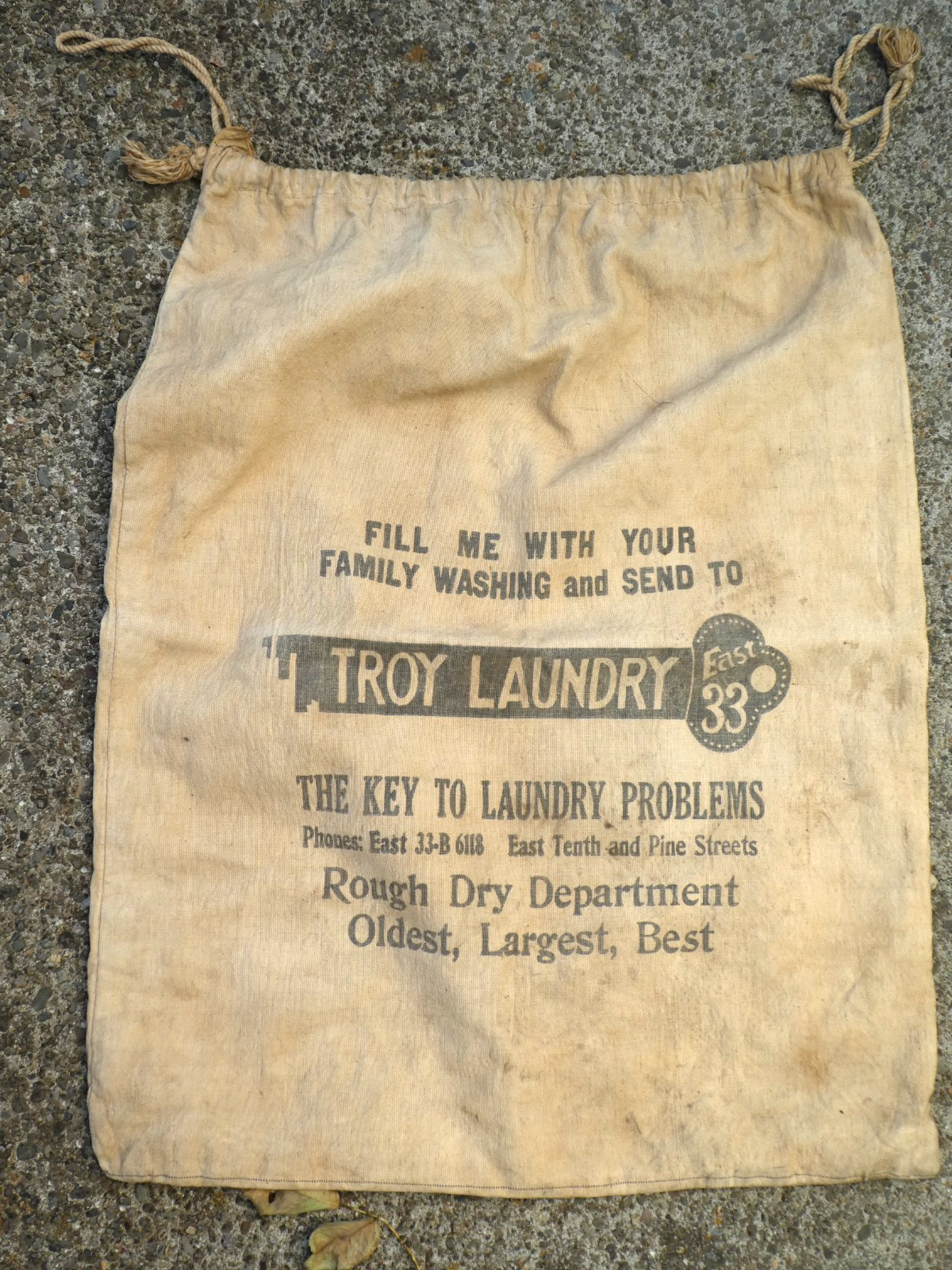 Vintage Laundry Bag Troy Laundry Portland, Oregon