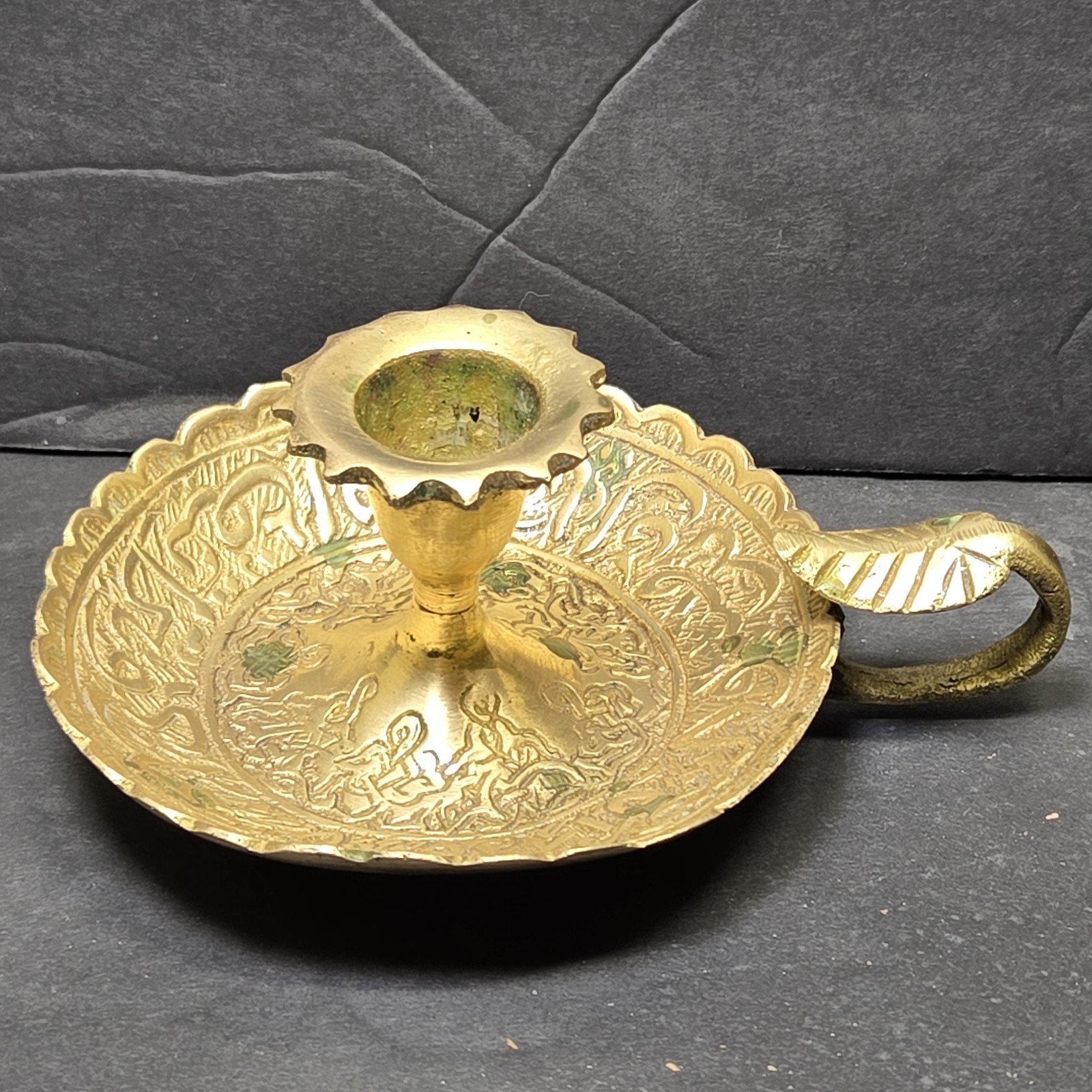 Islamic Antique Solid Brass Candle Holder Damascus Arabic Ornate Decor
