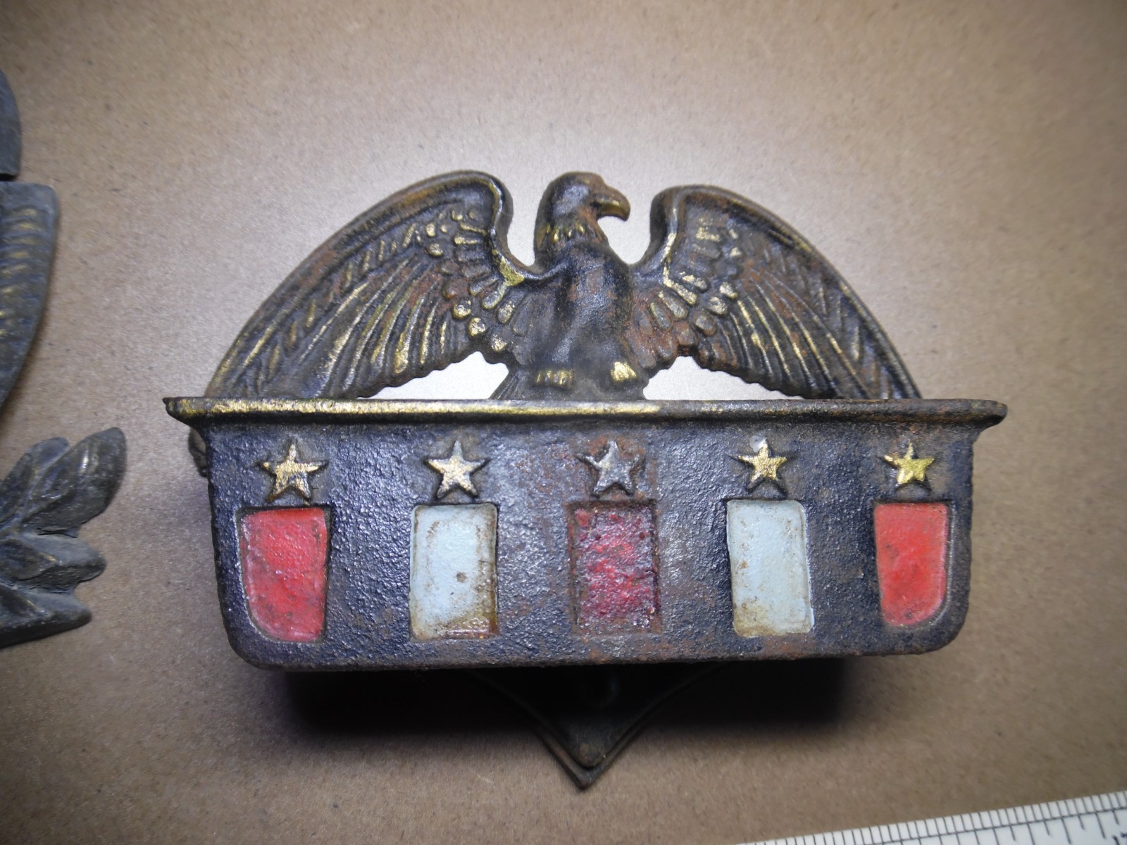 VTG Hammered EAGLE Light SWITCH Cover BRASS DOOR KNOCKER CAST IRON MATCH HOLDER