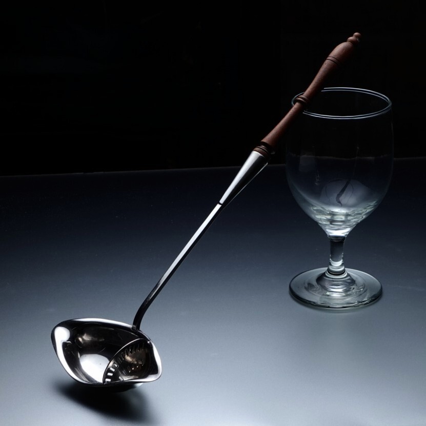 Antique Double Straining Brandy Ladle Wood & Silver Plate Barker Brothers Eng