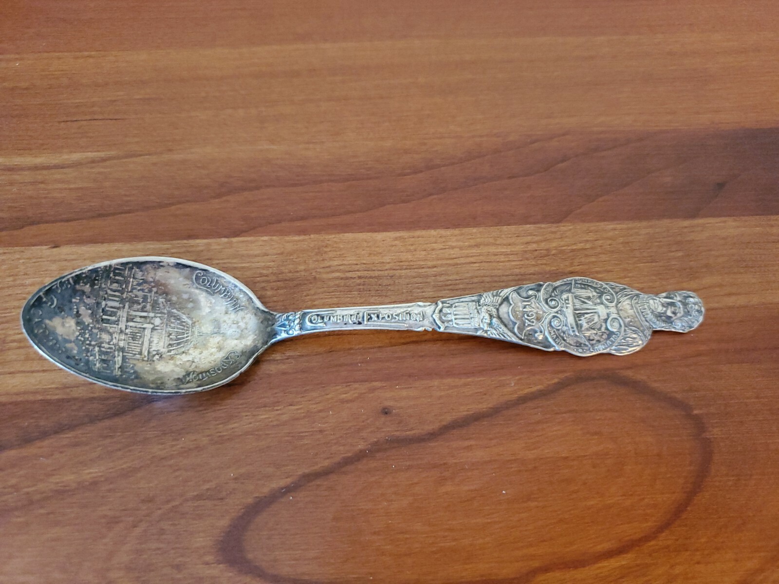 Antique Columbia Exposition Christopher Columbus Silver Souvenir Spoon