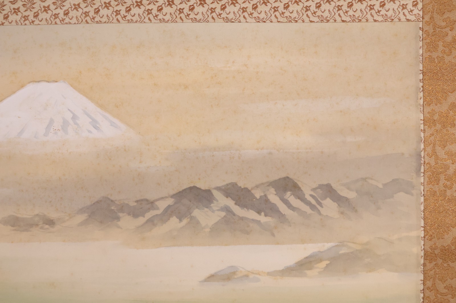 Japanese Hanging Scroll Hand Painted ‘Mt Fuji Izu Landscape’ KAKEJIKU By Issen