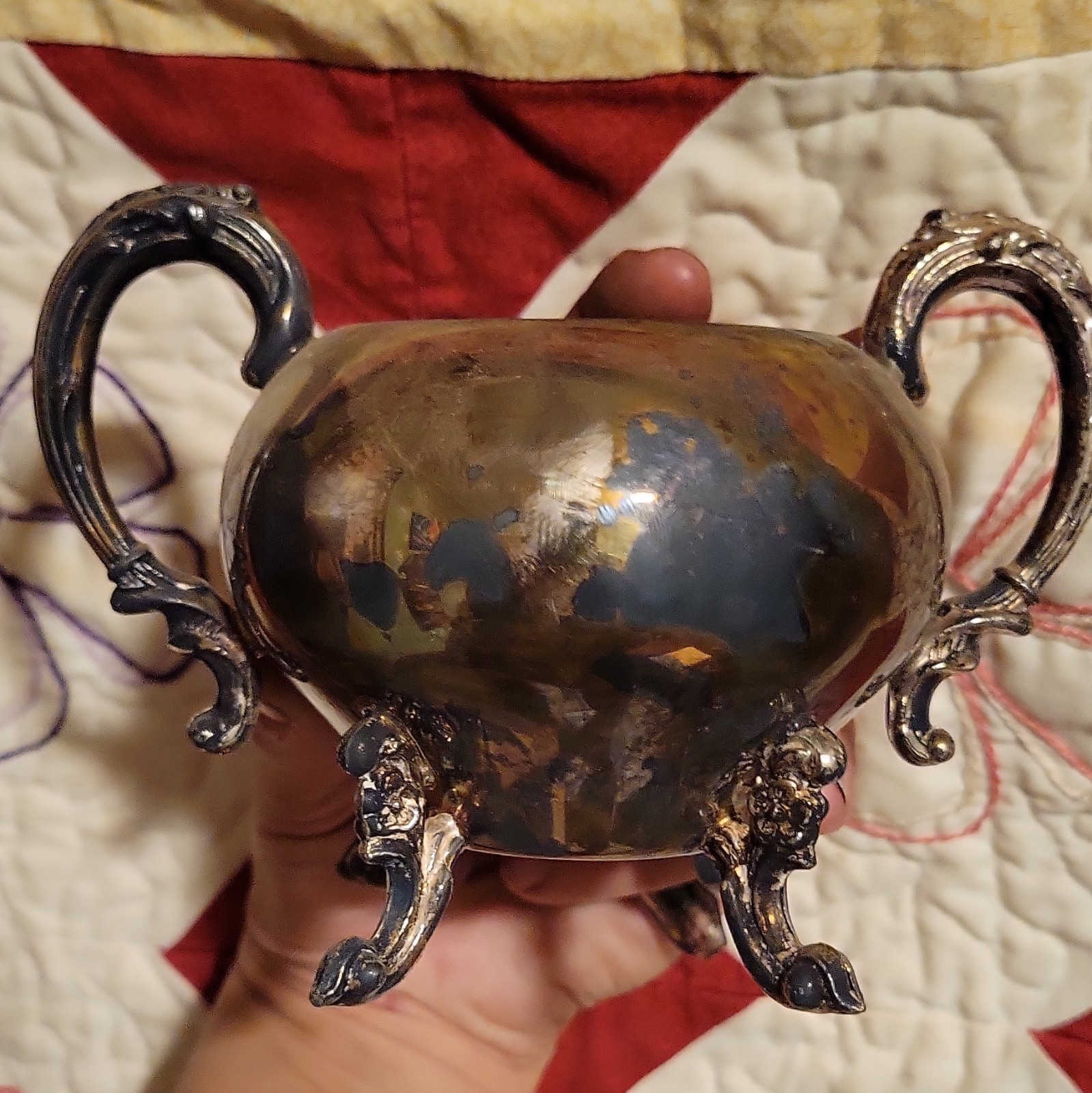 Sheridan Silverplate Footed Bowl with Handles, Handled Serving Bowl