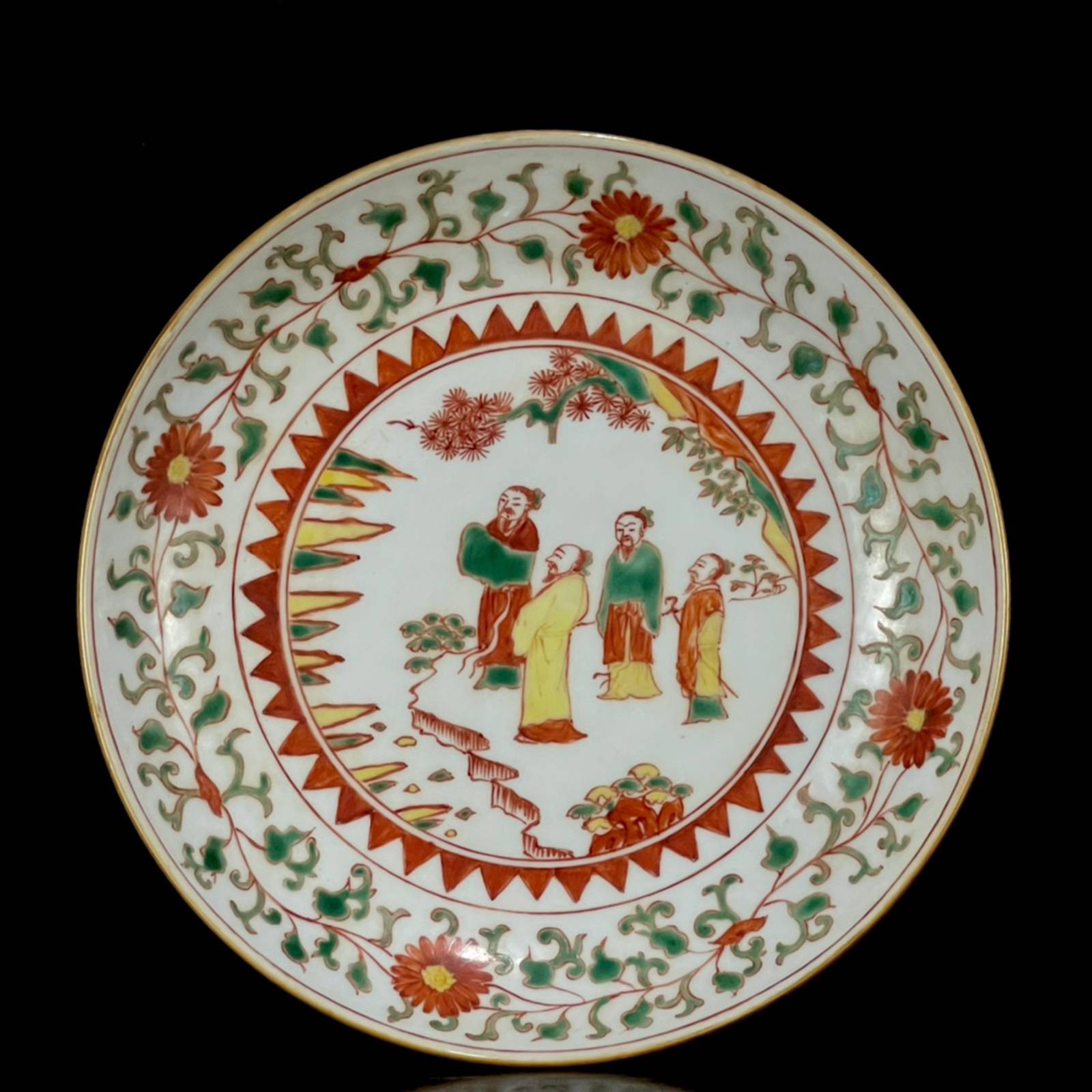 Chinese Multicolored Porcelain Hand Painted Exquisite Figure Plate 18316