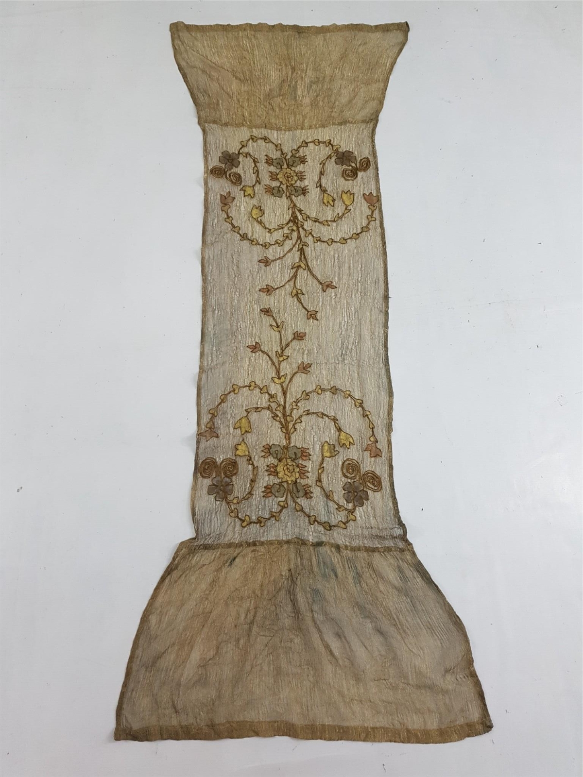 Antique Silk Embroidered Panel 166x42cm