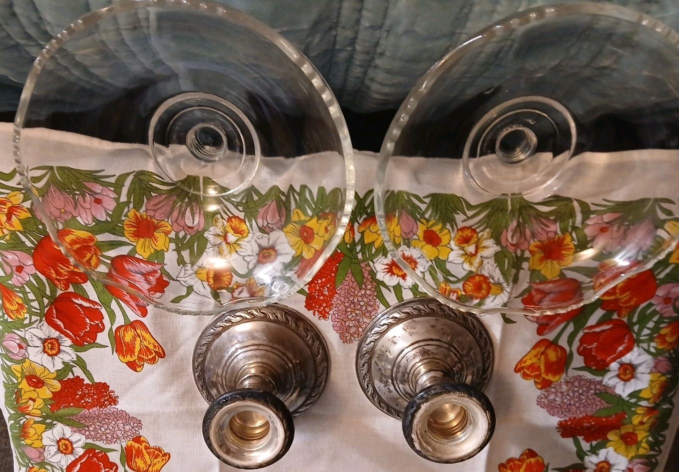 Amston 925 Sterling Candlesticks & Compote – Pair♡#540 Set Of Two♡ 1940s