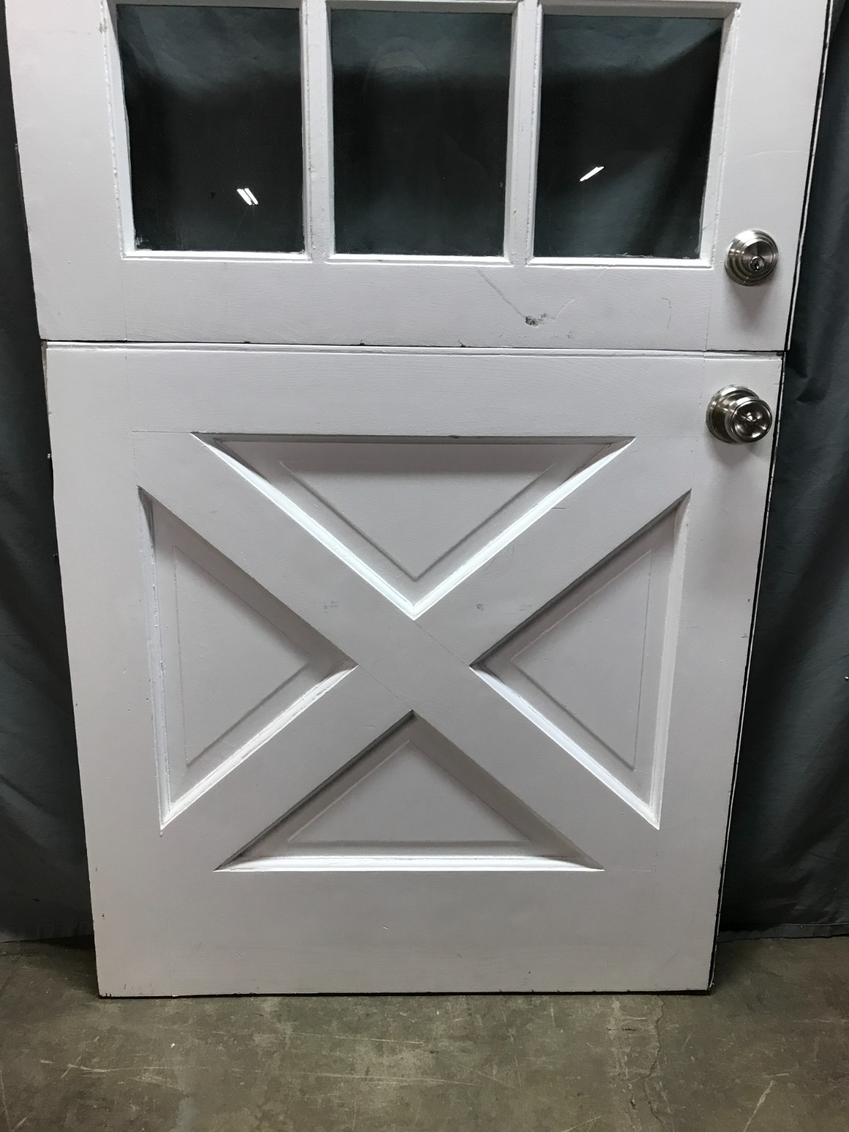 Antique VTG Solid Wood Entryway Shabby Dutch Door 9 Lite 36×80 Chic Old 1812-25B