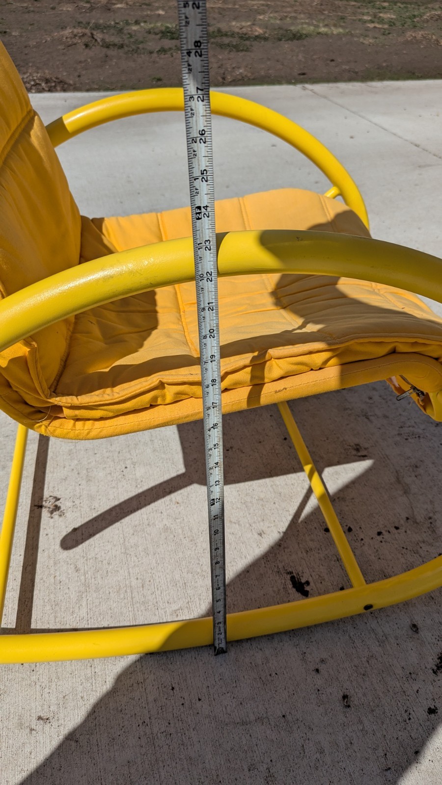 Vintage Post Modern Memphis Ellipse Rocker By Les Amisco Lemon Yellow Space Age