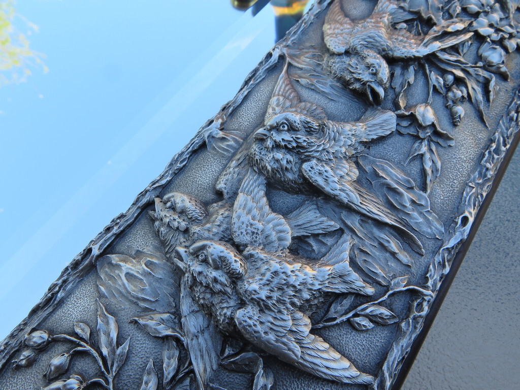 RARE MINT Sterling Silver REPOUSSE MIRROR Bird Insect Flower JAPANESE KIRK style